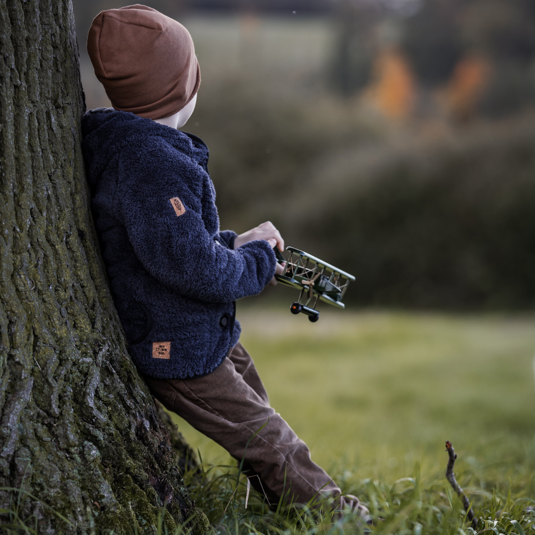 Kuscheljacke „Wolfsfell“ | warme Kinder Fleecejacke mit Magnetknöpfen & Click-In-System