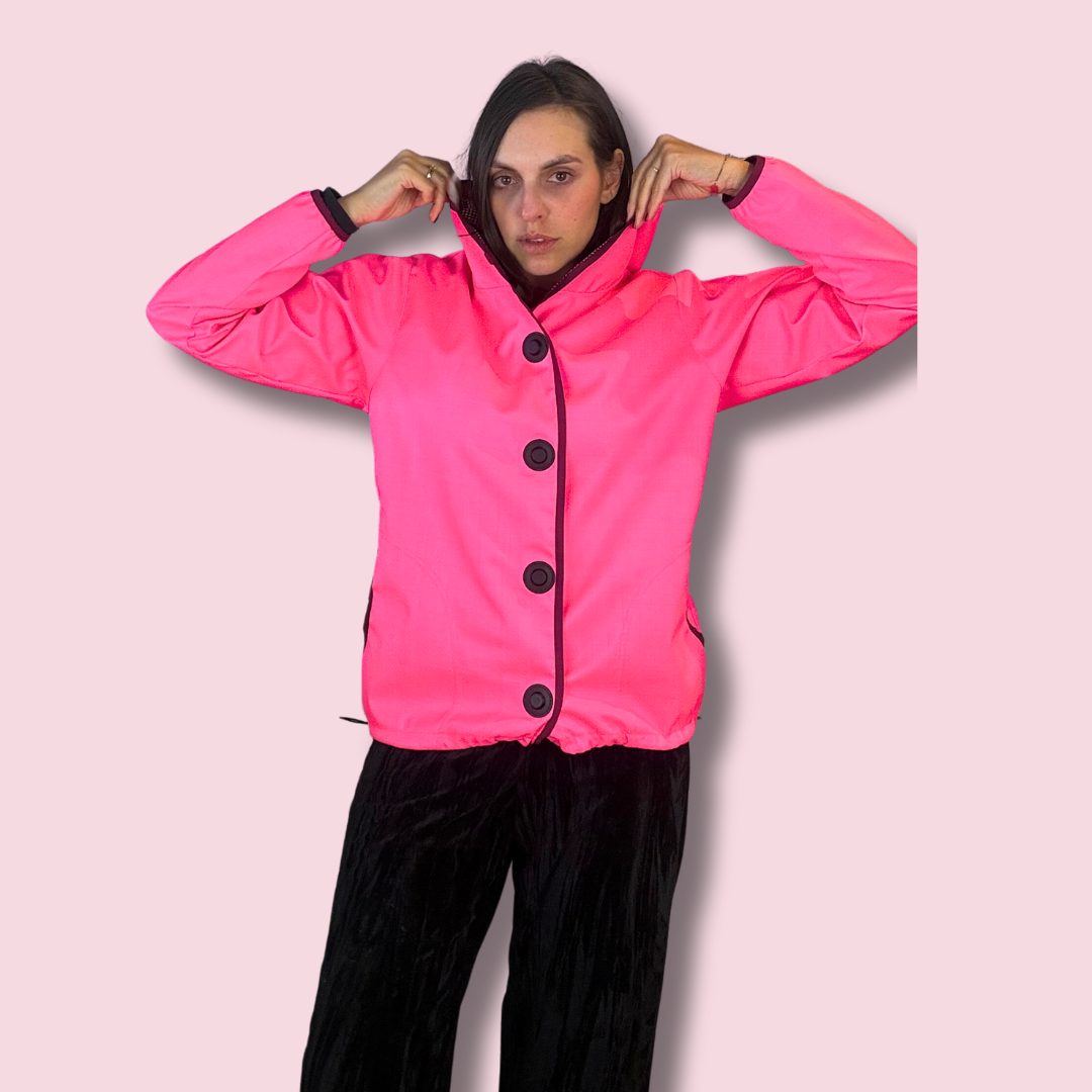 Pink Wetterheldenjacke mit Magneten für Erwachsene: Frontalansicht