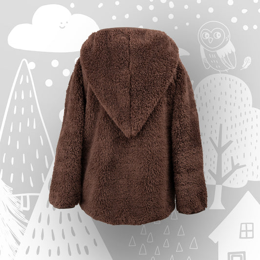 Kuscheljacke „Braunbär“ | warme Kinder Fleecejacke mit Magnetknöpfen