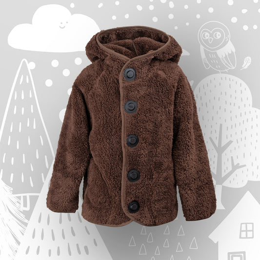 Kuscheljacke „Braunbär“ | warme Kinder Fleecejacke mit Magnetknöpfen