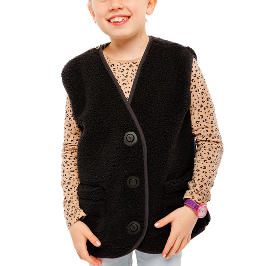 Oversized Teddyweste Schwarz
