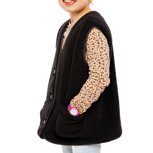 Oversized Teddyweste Schwarz