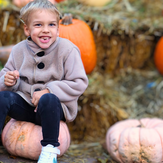 Veste Teddy pour enfant « Crème » | Veste polaire chaude avec boutons magnétiques