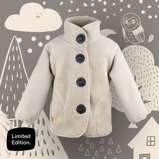 Veste Teddy pour enfant « Crème » | Veste polaire chaude avec boutons magnétiques