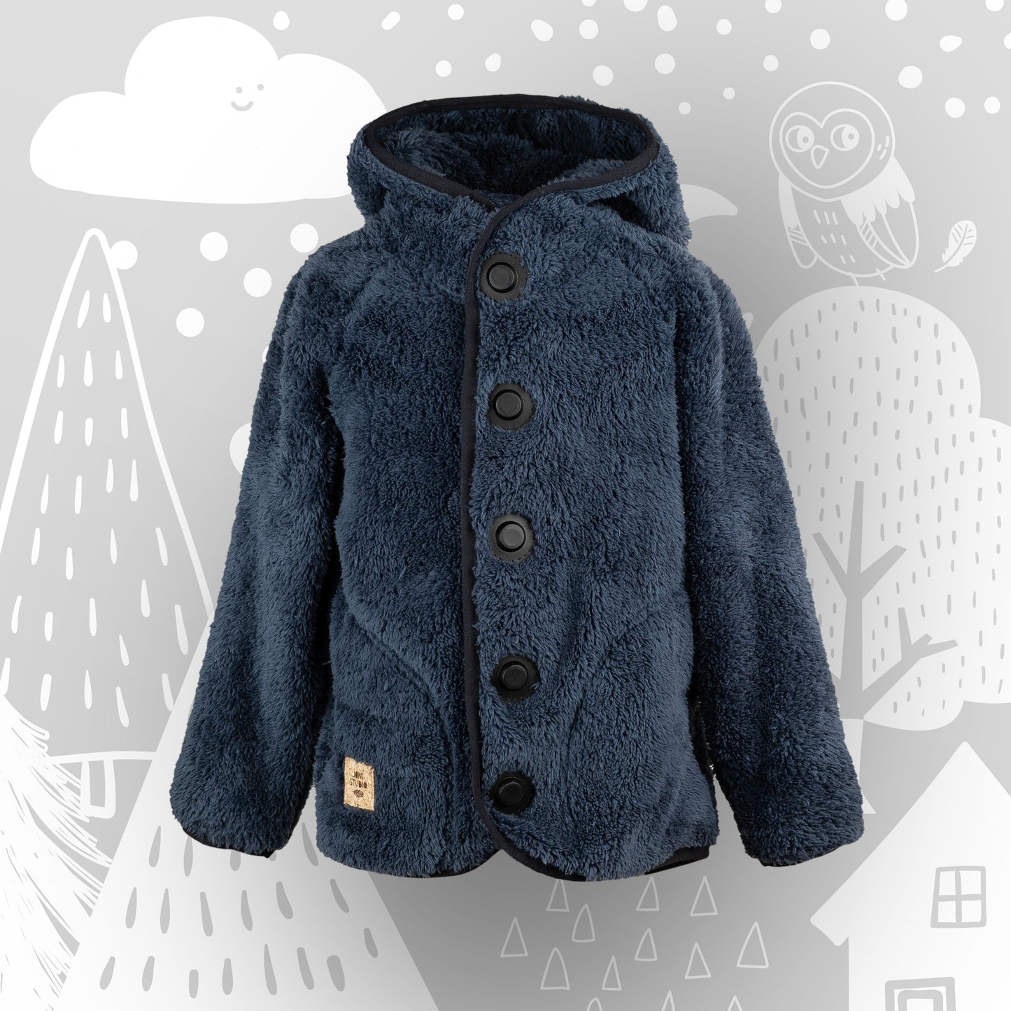 Kuscheljacke „Wolfsfell“ | warme Kinder Fleecejacke mit Magnetknöpfen & Click-In-System