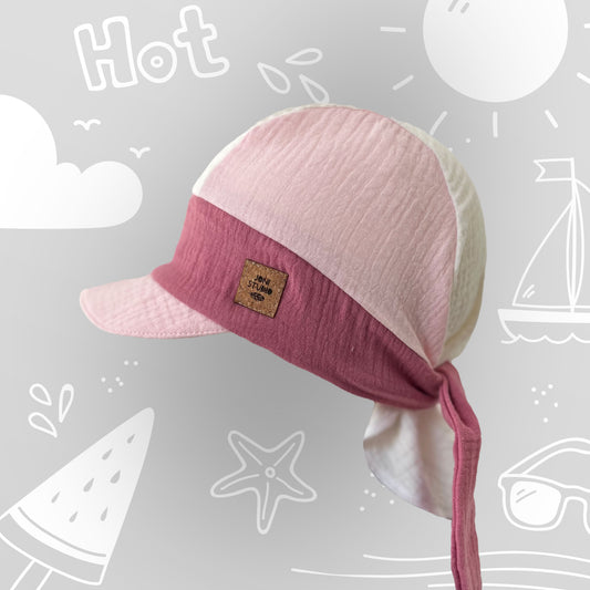 Bonnet d'été en mousseline « Glace à la framboise »
