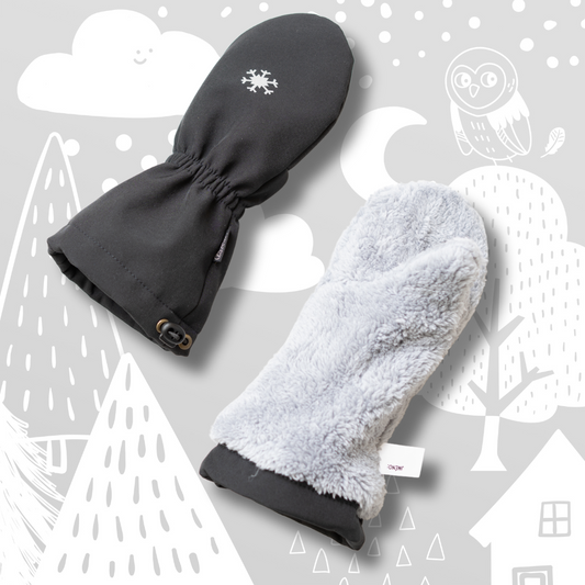 Mitaines d'hiver réfléchissantes flocon de neige, noires