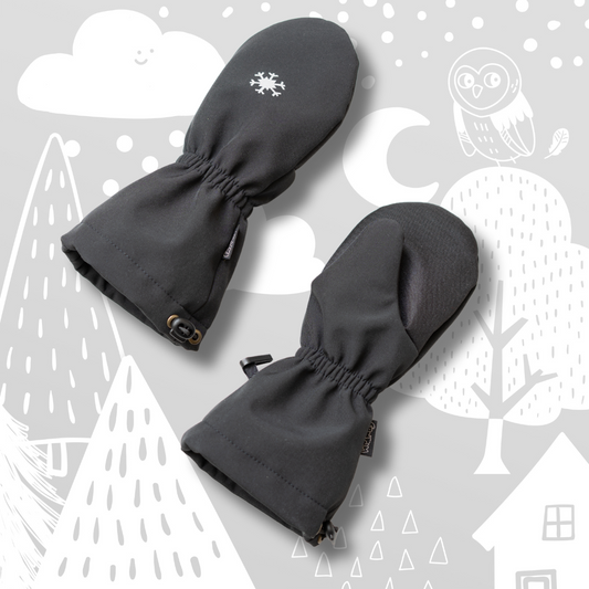 Mitaines d'hiver réfléchissantes flocon de neige, noires