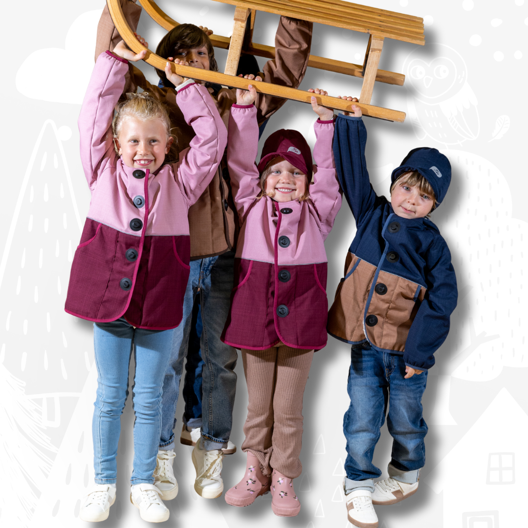 Kinder Winterjacke Schlittenfreunde | Wintersoftshell ›Himbeere