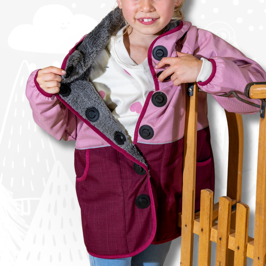 Kinder Winterjacke Schlittenfreunde | Wintersoftshell ›Himbeere
