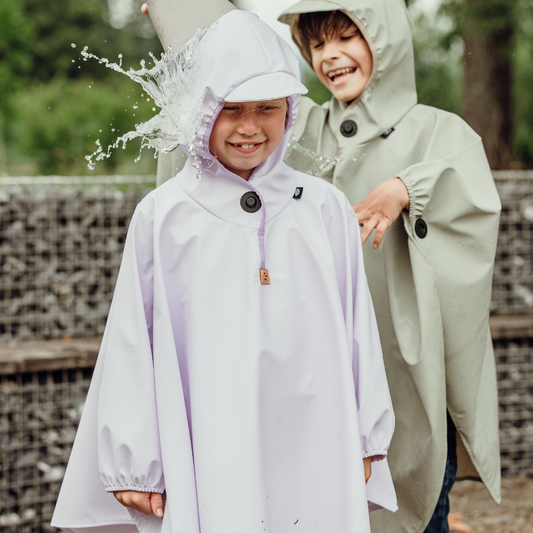 Regenheld Poncho mit Magnetknöpfen "Flieder"