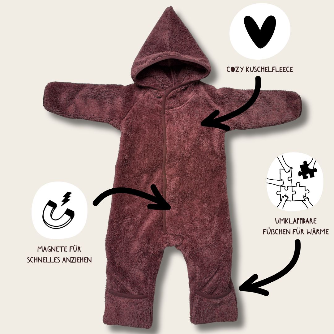Kuschelfleece Overall mit Magnetverschluss
