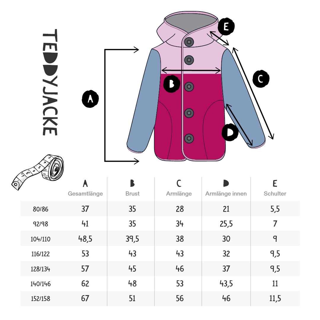 Teddyjacke “CANDY” für Kinder mit Magnetknöpfen !Vorbestellung!