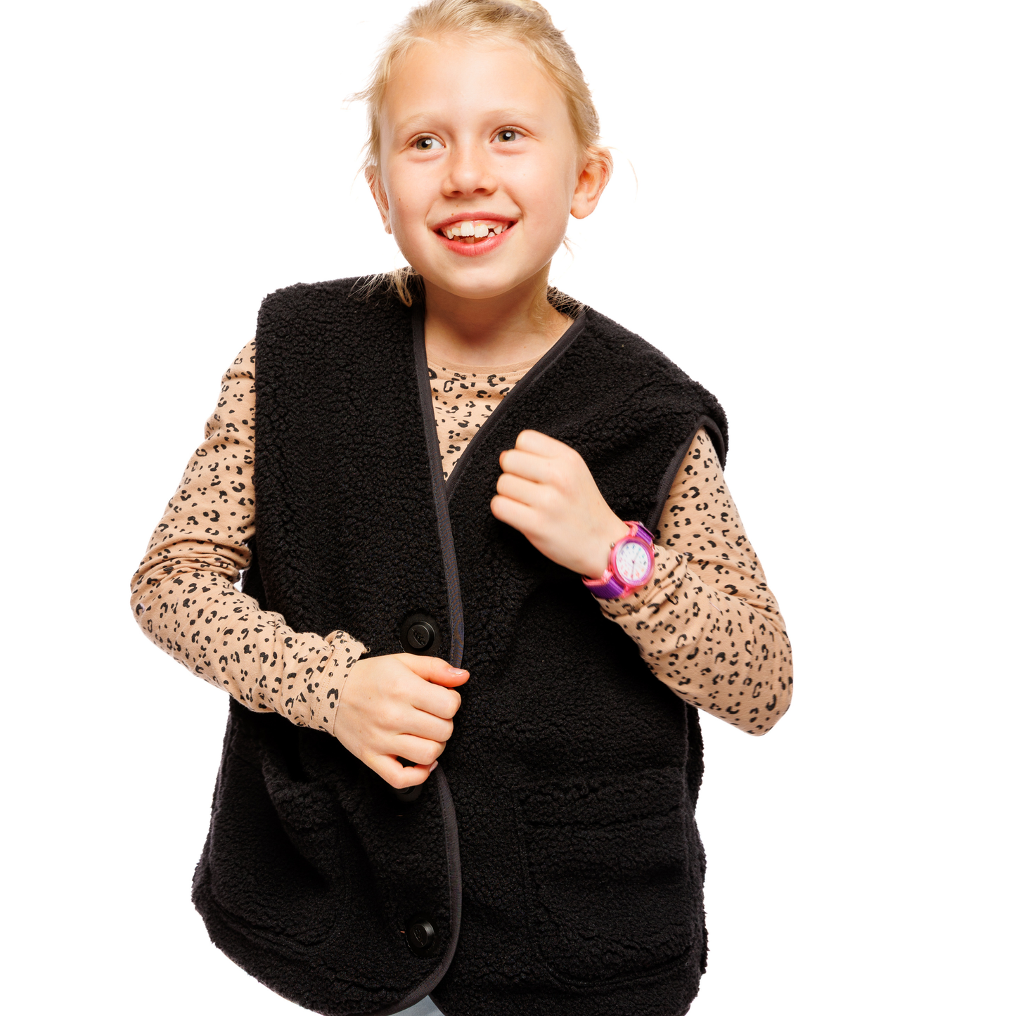 Oversized Teddyweste Schwarz