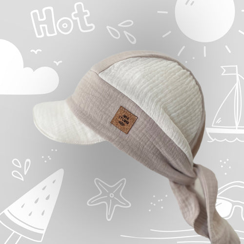 Sommercap aus Musselin mit Nackenschutz 