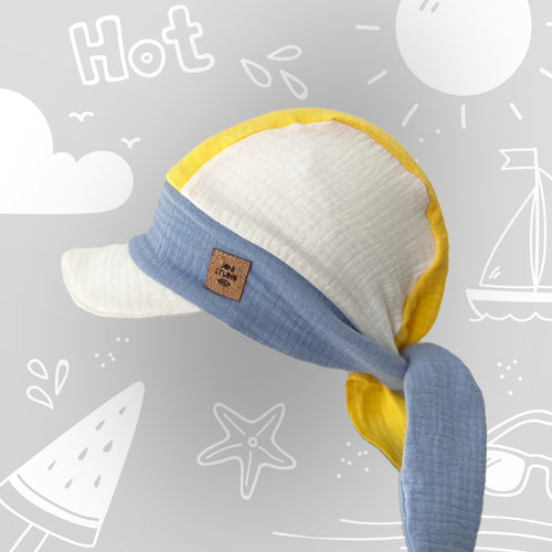 Sommercap aus Musselin mit Nackenschutz 