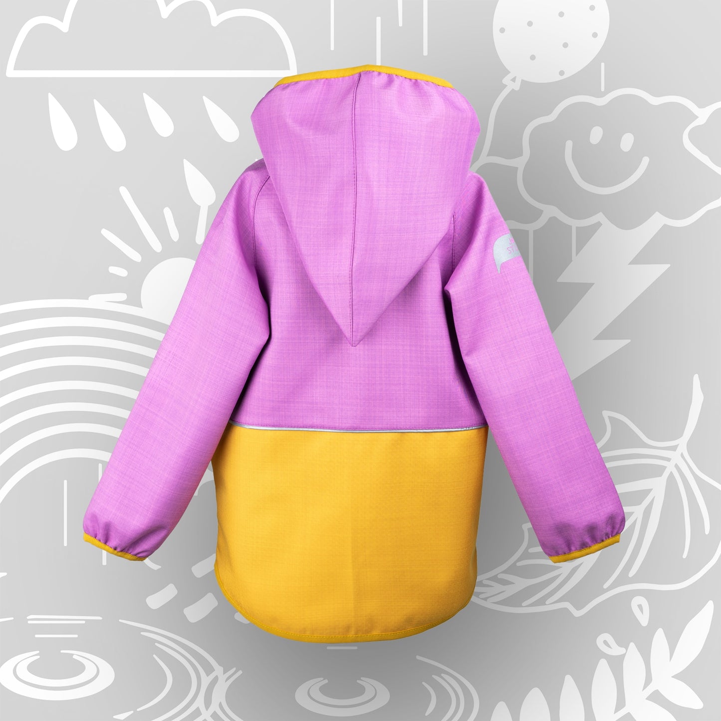 Magnetische Wetterhelden Kinderjacke „Tulpe“ in Rosagelb – Rückansicht
