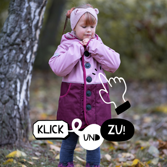 Kind zeigt wie einfach Joni Studio Jacke funktioniert.